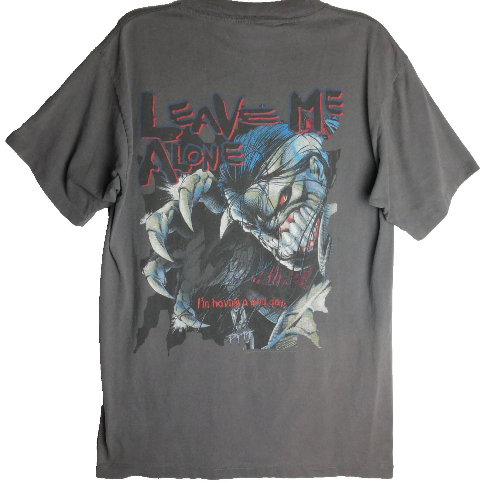 Pitt Adult Size L Printed T-Shirt "Leave Me Alone" Comics Vintage 90s